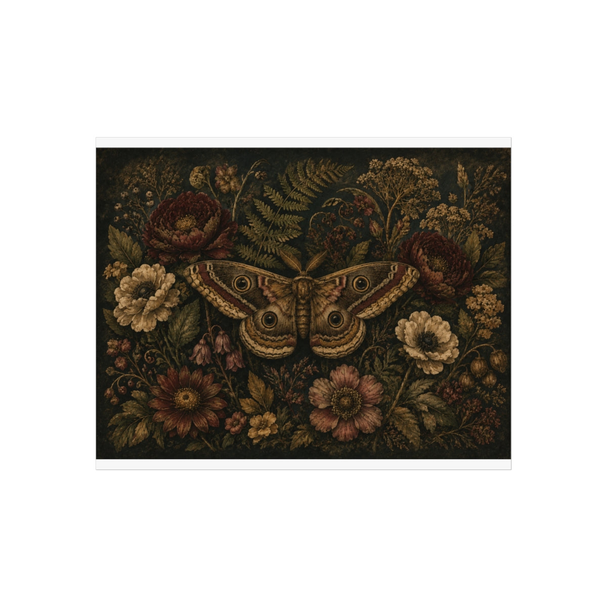 Vintage Botanical Moth Poster | Fine Art Poster - 10″ x 8″ (Horizontal)