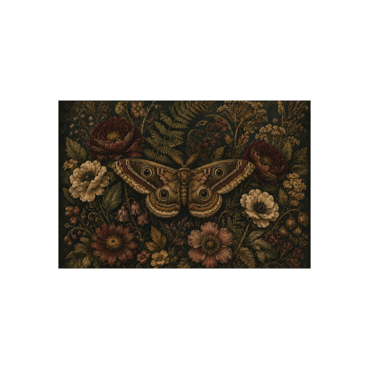 Vintage Botanical Moth Poster | Fine Art Poster - 12" x 8" (Horizontal)
