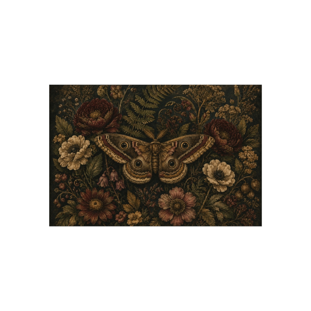 Vintage Botanical Moth Poster | Fine Art Poster - 18″ x 12″ (Horizontal)