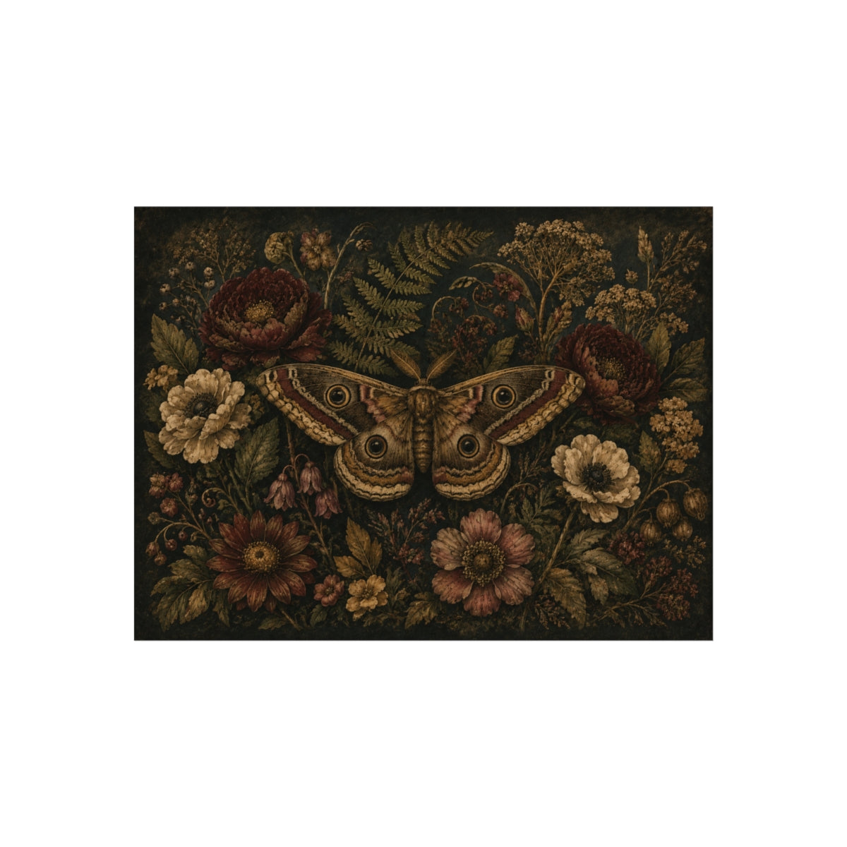 Vintage Botanical Moth Poster | Fine Art Poster - 24″ x 24″