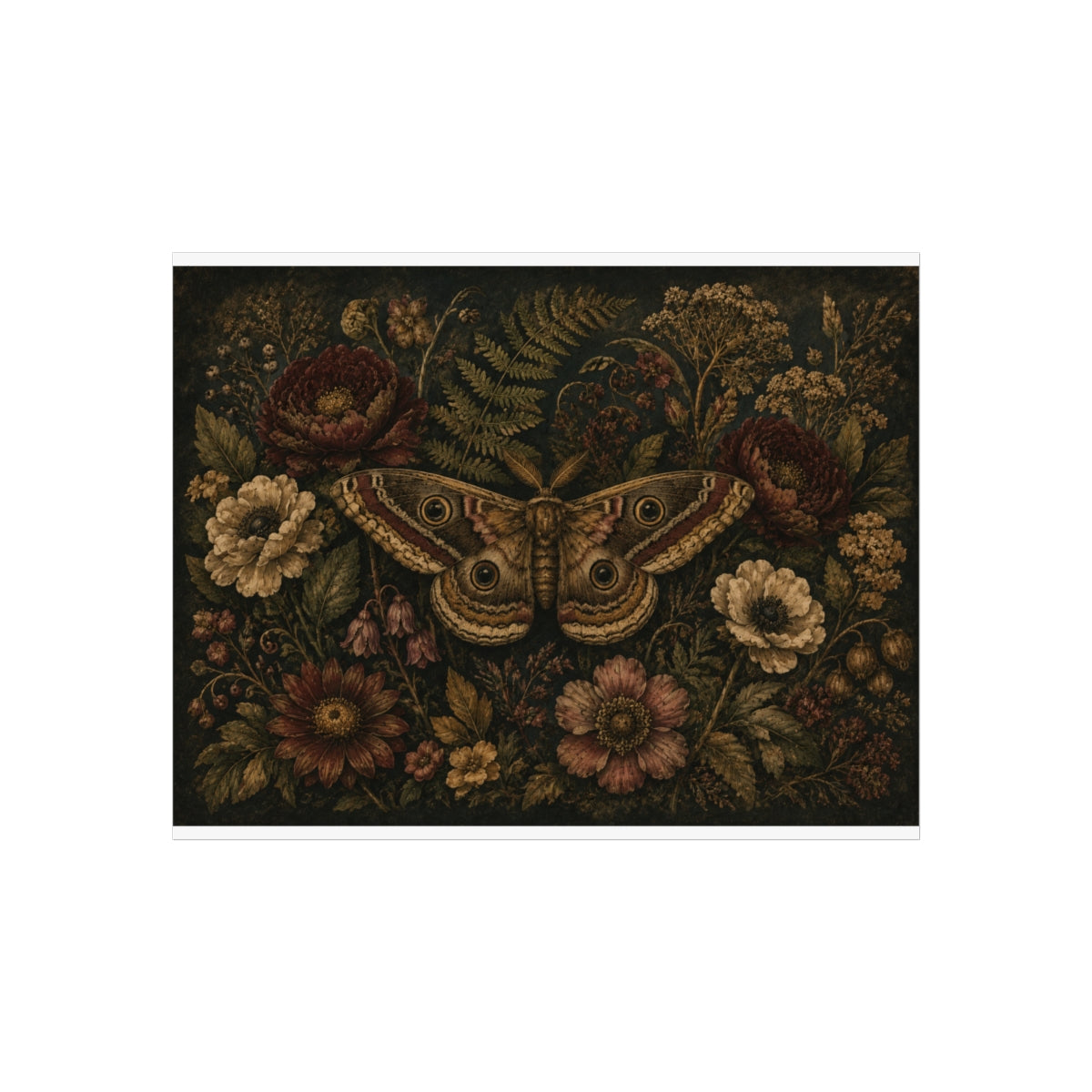 Vintage Botanical Moth Poster | Fine Art Poster - 14″ x 11″ (Horizontal)