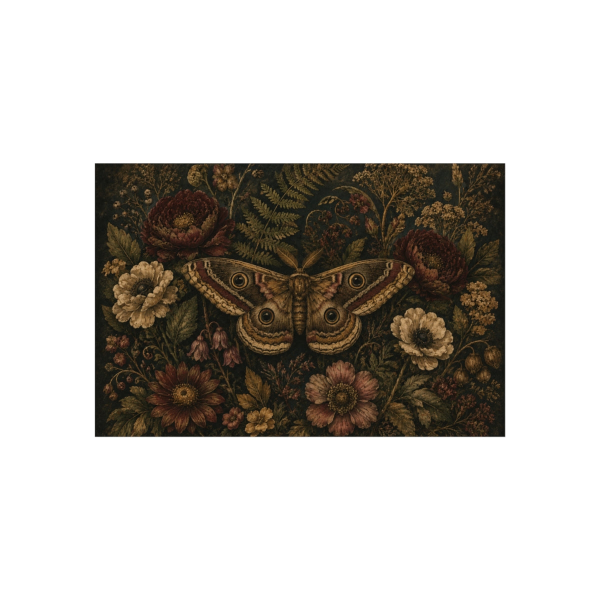 Vintage Botanical Moth Poster | Fine Art Poster - 36" x 24" (Horizontal)