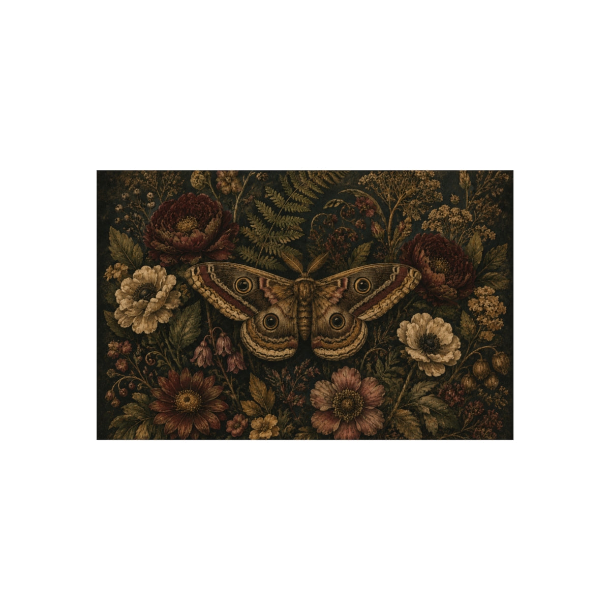 Vintage Botanical Moth Poster | Fine Art Poster - 34" x 22" (Horizontal)