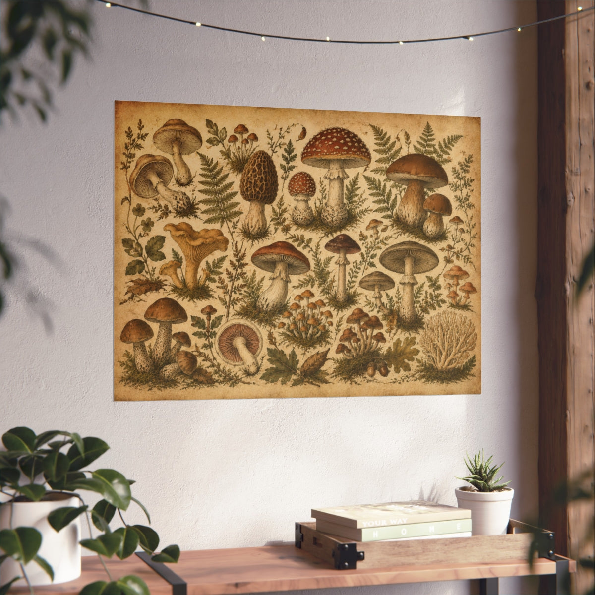 Vintage Botanical Mushroom Print Poster | Mycology Wall Art