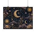 Vintage Celestial Moon and Sun Poster | Matte Horizontal Poster