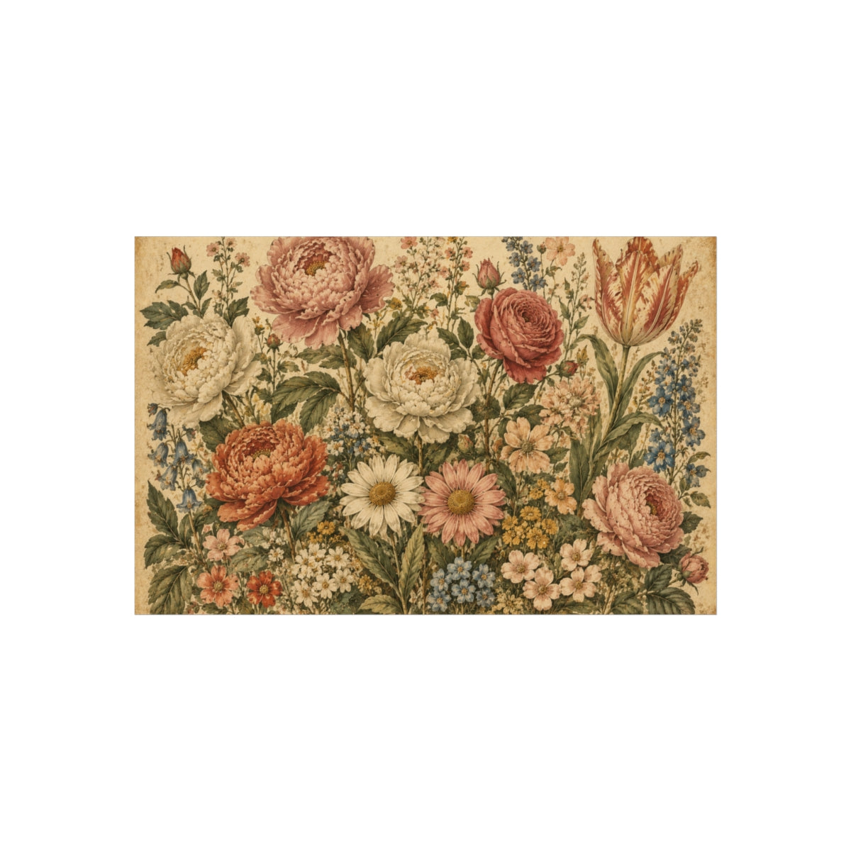 Vintage Floral Bouquet Poster | Antique Botanical Wall Art - 40" x 26" (Horizontal)