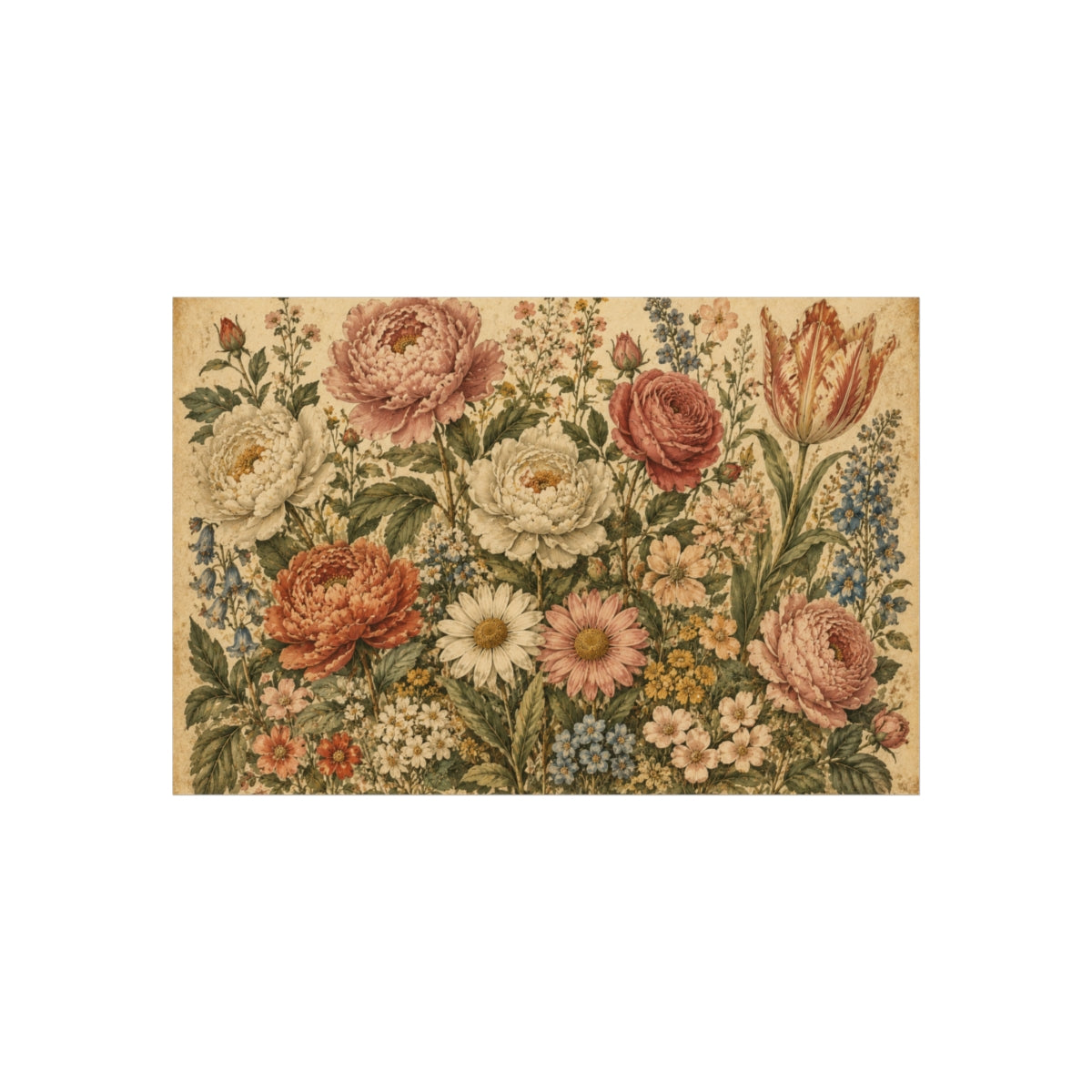 Vintage Floral Bouquet Poster | Antique Botanical Wall Art - 18″ x 12″ (Horizontal)