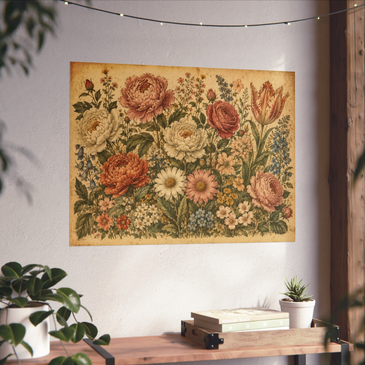 Vintage Floral Bouquet Poster | Antique Botanical Wall Art - 32" x 24" (Horizontal)