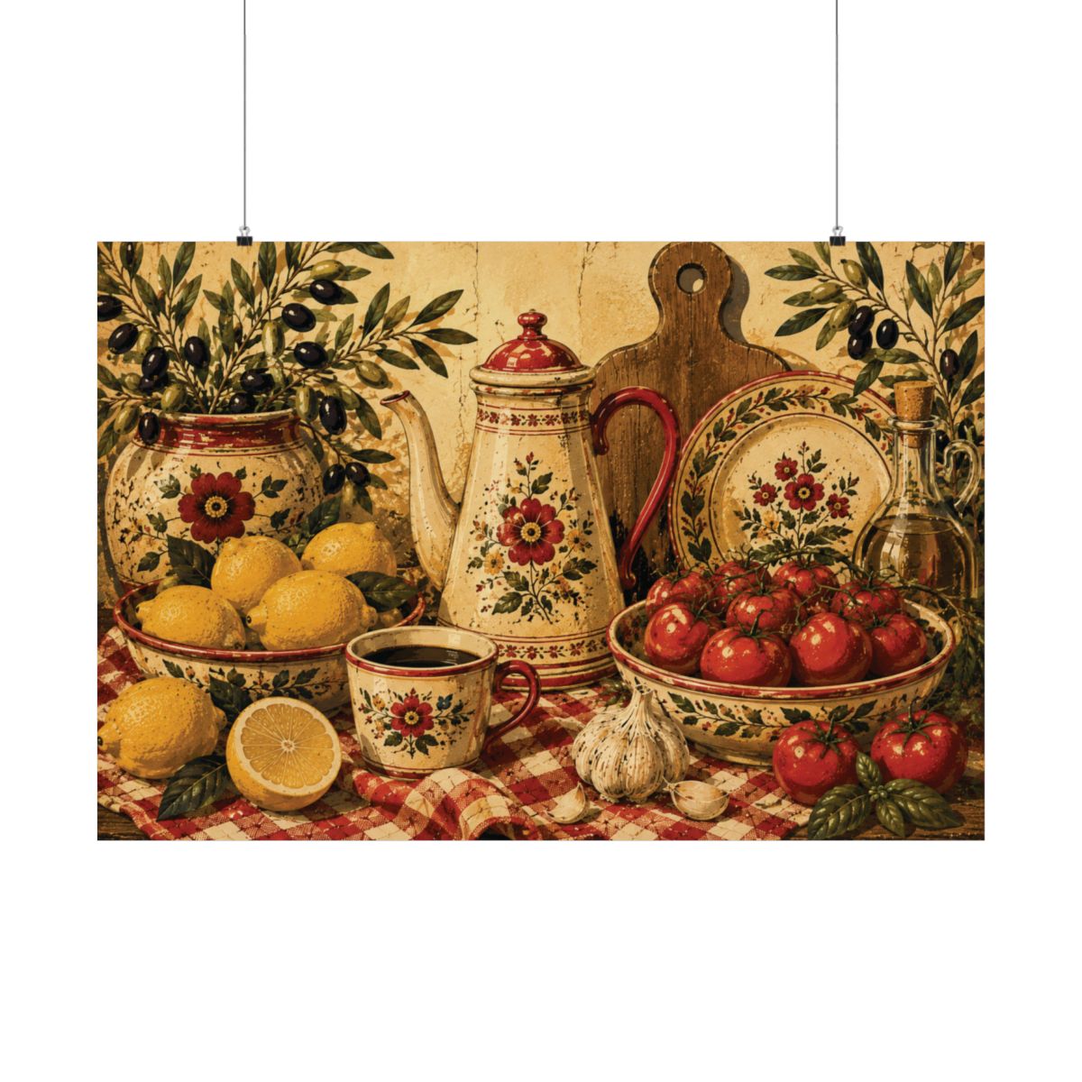 Vintage Kitchen Still Life Matte Horizontal Poster | Lemons, - 40" x 27"