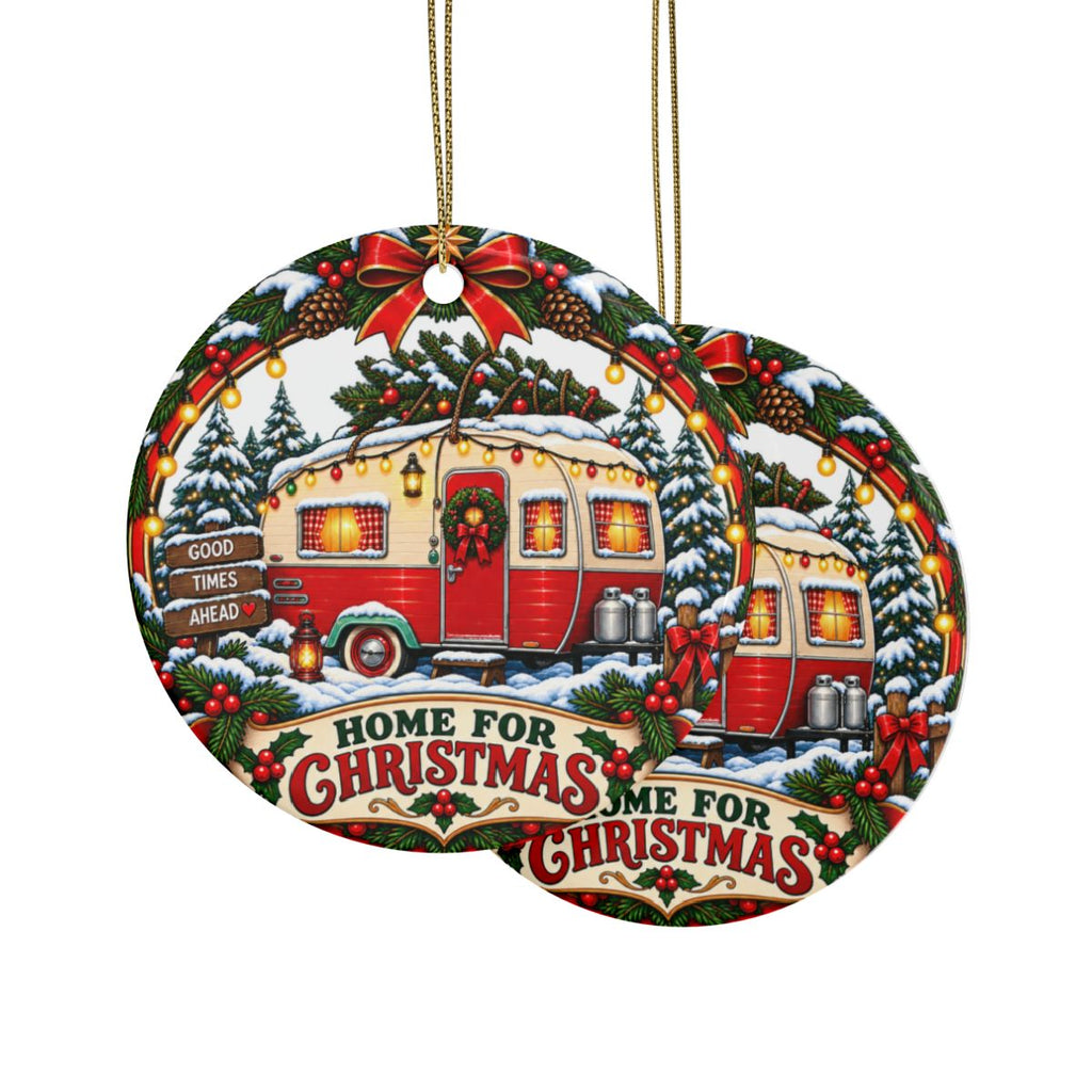 Vintage Red Camper Home for Christmas Ornament