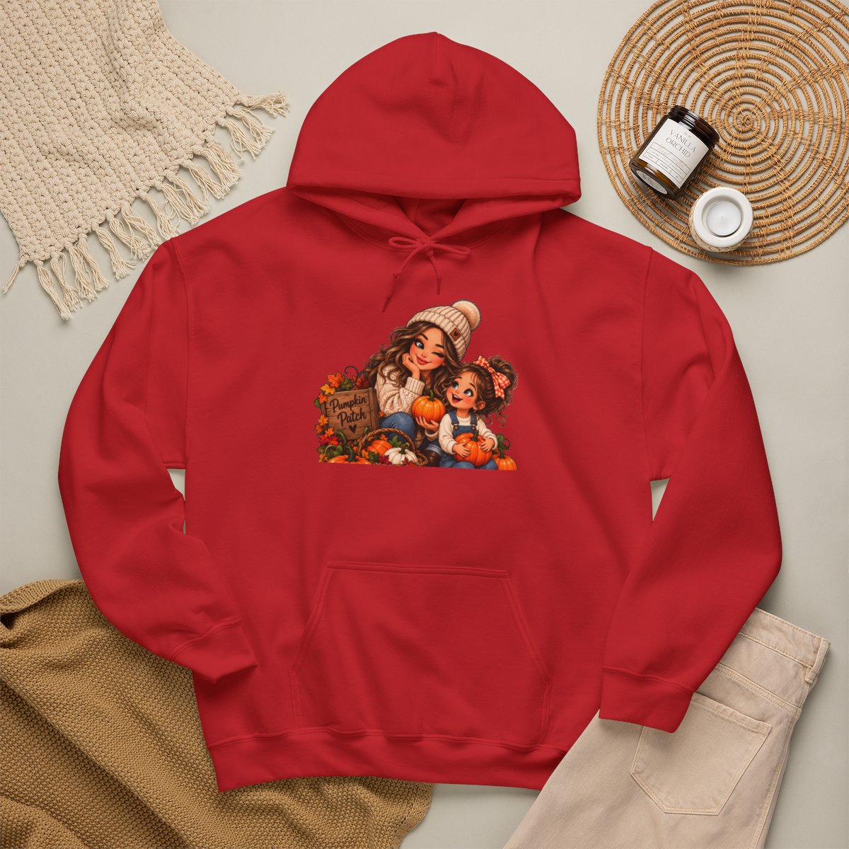Vintage Thanksgiving Kids Pilgrim Scene Hoodie | Autumn Harvest Illustration