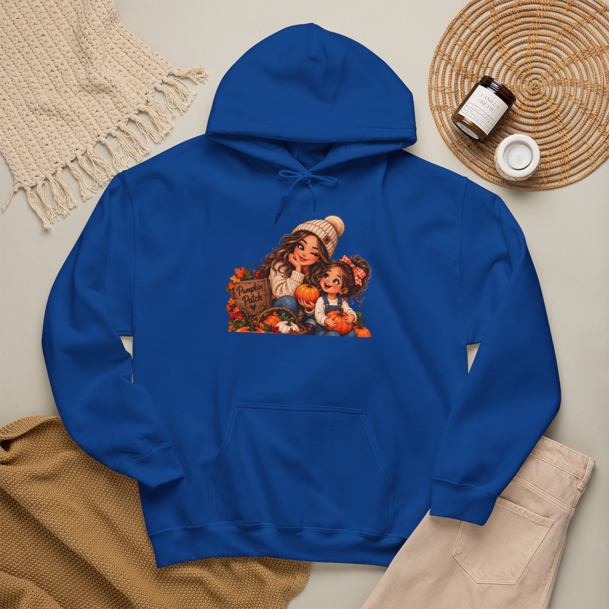 Vintage Thanksgiving Kids Pilgrim Scene Hoodie | Autumn Harvest Illustration