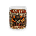 Wanted Spooky Outlaw Skull Mug | 10,000 Reward Ceramic Mug