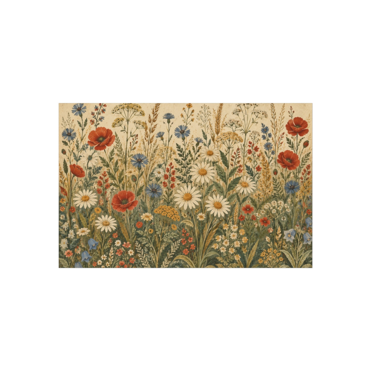 Wildflower Meadow Fine Art Poster | Vintage Floral Botanical - 40" x 26" (Horizontal)