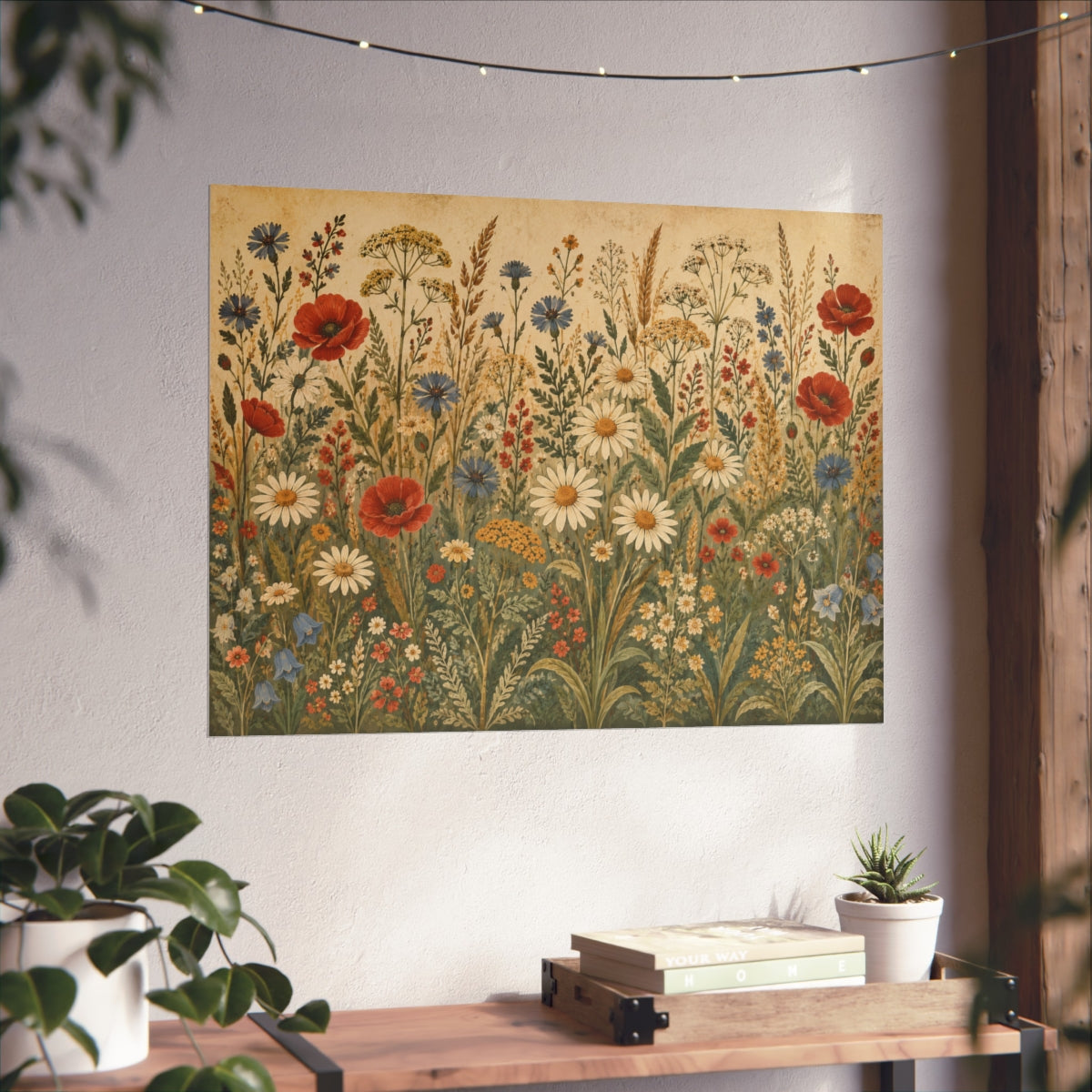 Wildflower Meadow Fine Art Poster | Vintage Floral Botanical - 32" x 24" (Horizontal)