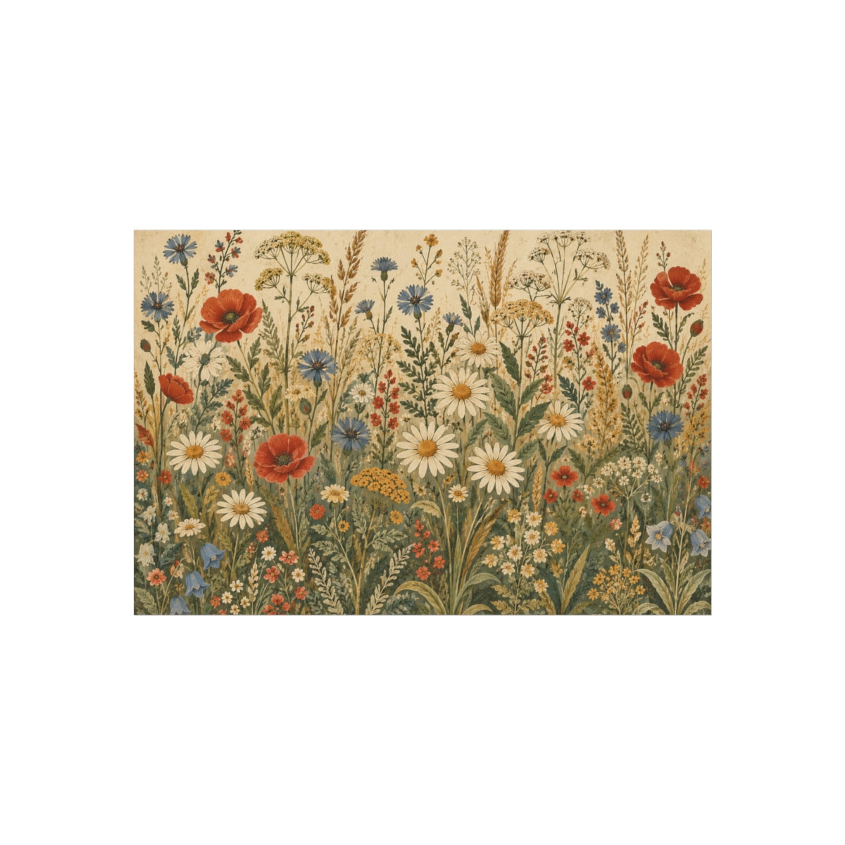 Wildflower Meadow Fine Art Poster | Vintage Floral Botanical - 24″ x 16″ (Horizontal)