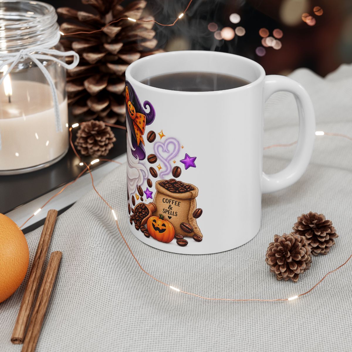 Winking Ghost Barista Halloween Mug | Ceramic Coffee Cup
