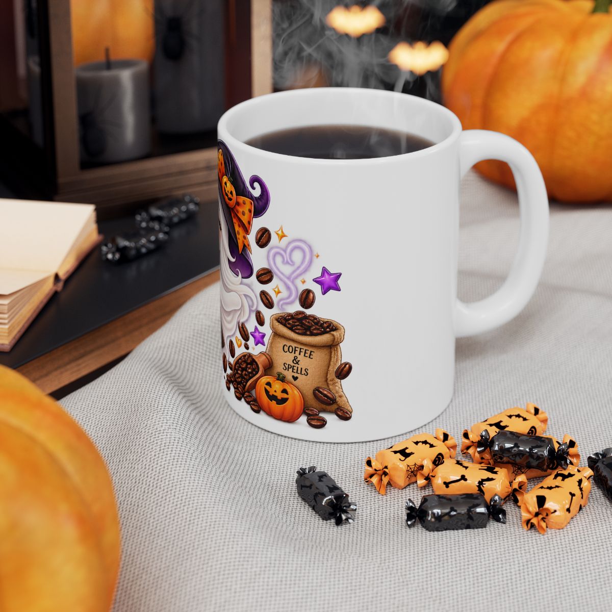 Winking Ghost Barista Halloween Mug | Ceramic Coffee Cup