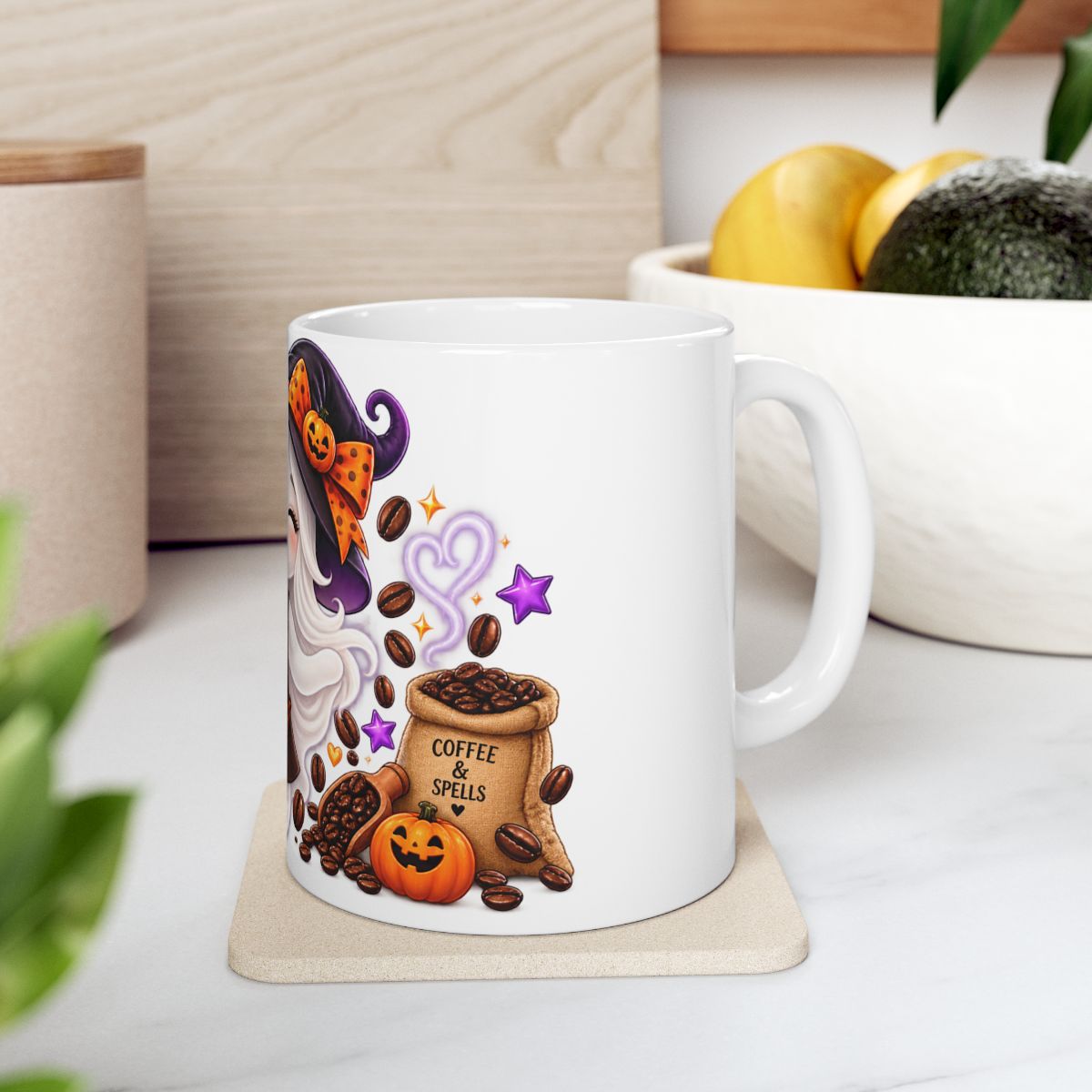 Winking Ghost Barista Halloween Mug | Ceramic Coffee Cup