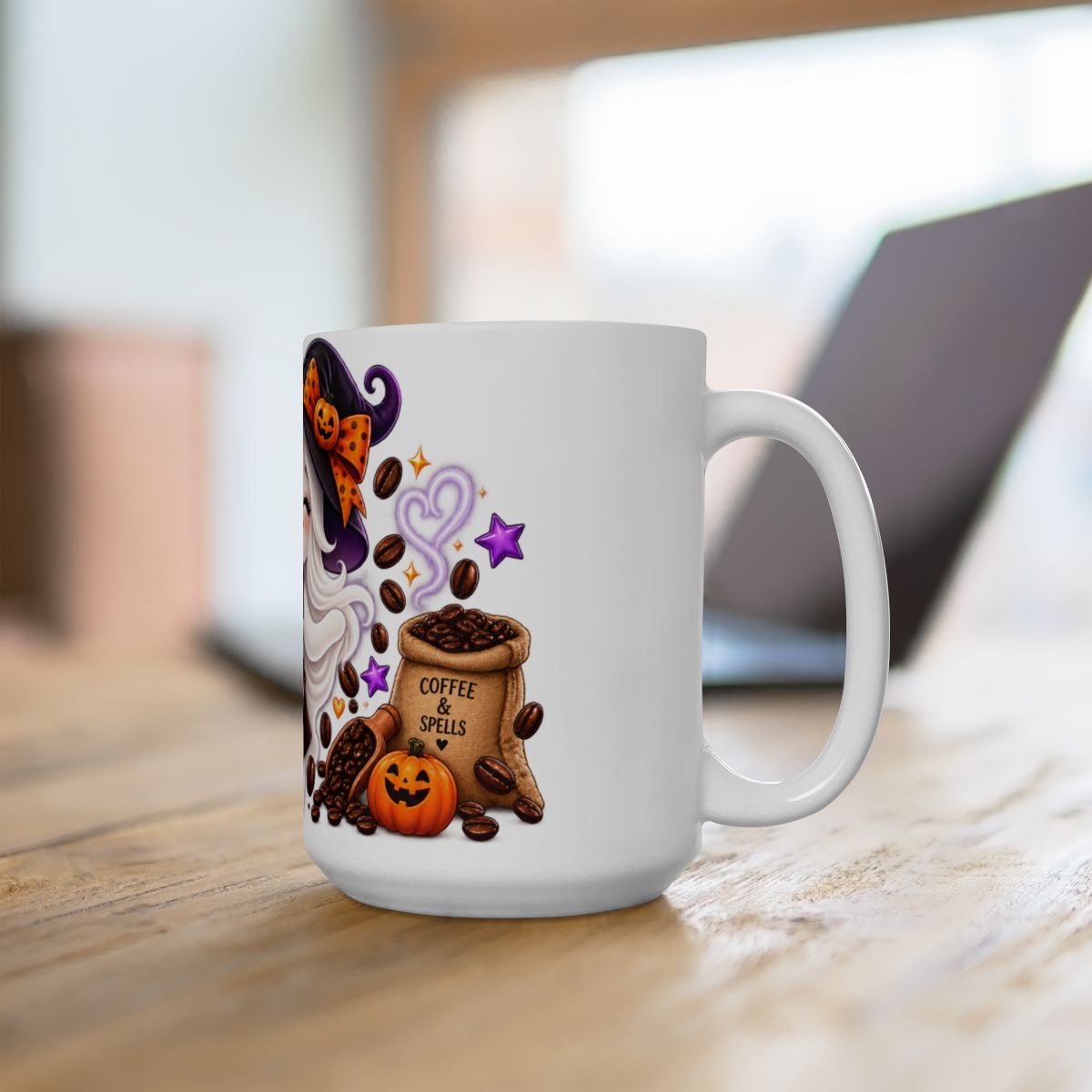 Winking Ghost Barista Halloween Mug | Ceramic Coffee Cup
