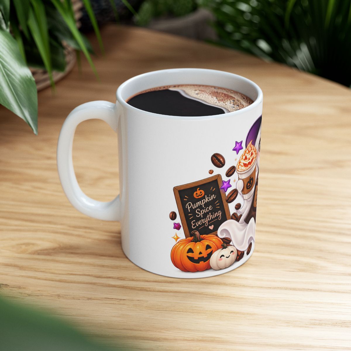 Winking Ghost Barista Halloween Mug | Ceramic Coffee Cup