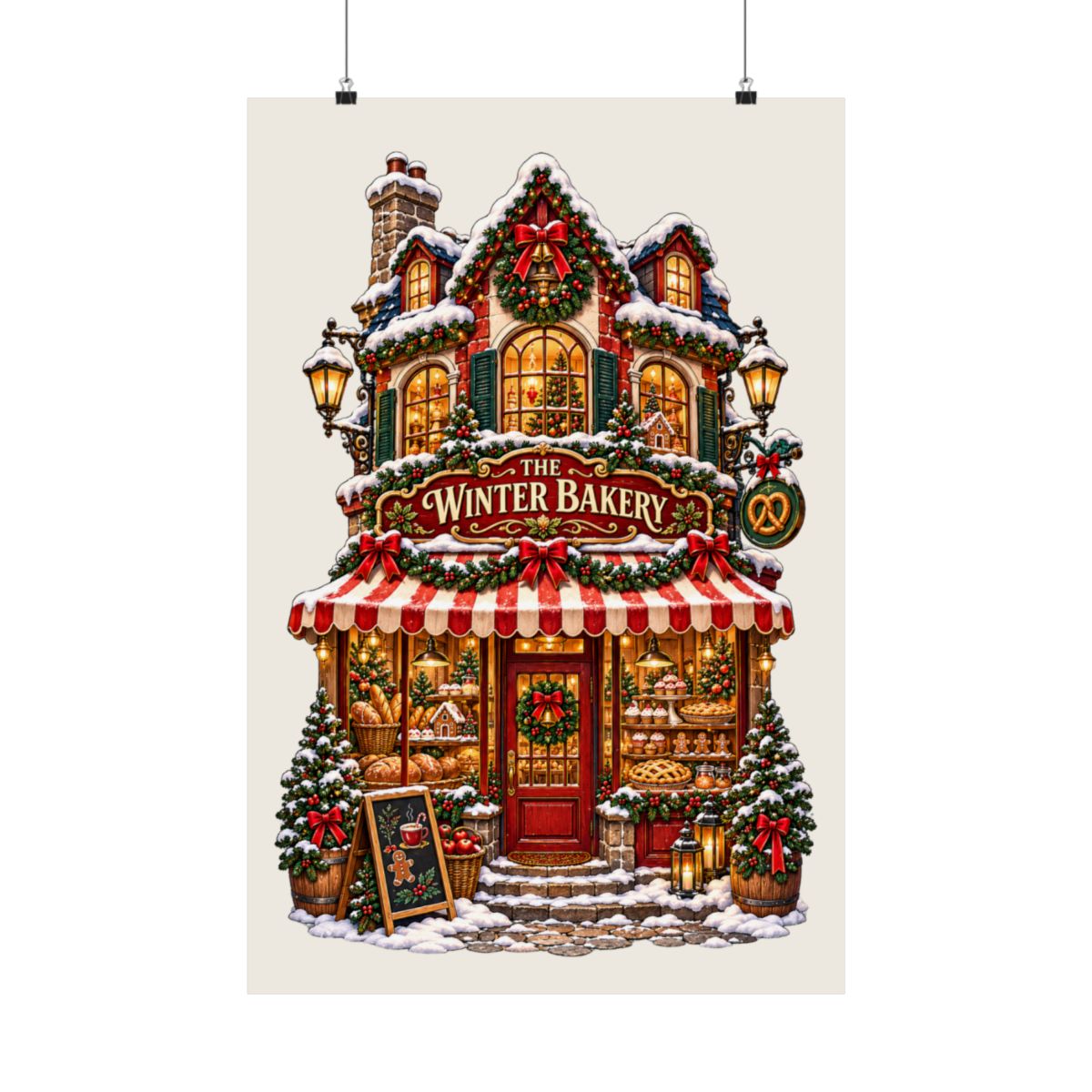 Winter Bakery poster | Matte Vertical Poster, Christmas bakery illustration