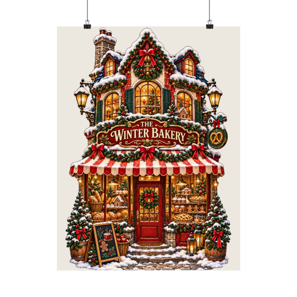 Winter Bakery poster | Matte Vertical Poster, Christmas bakery illustration