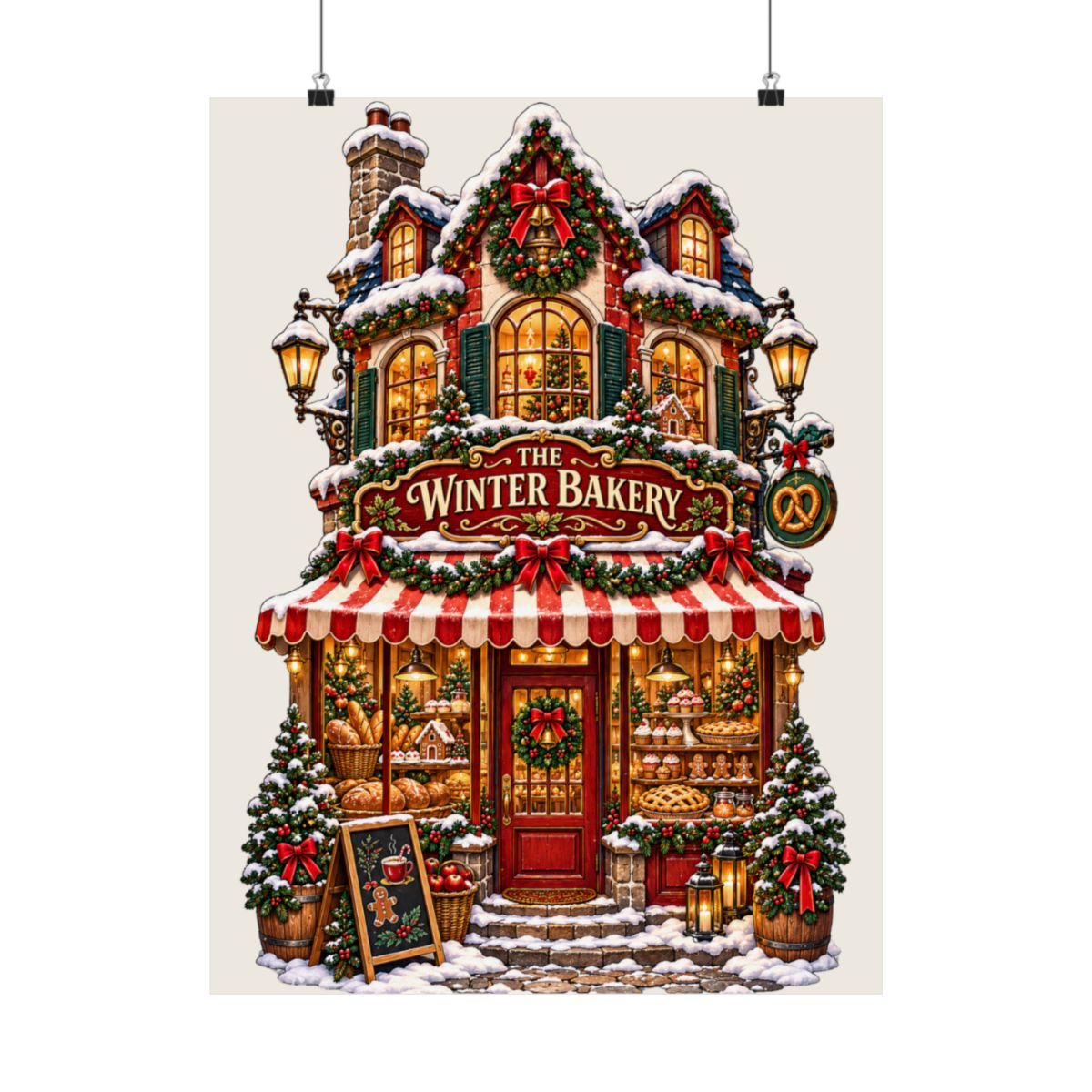 Winter Bakery poster | Matte Vertical Poster, Christmas bakery illustration