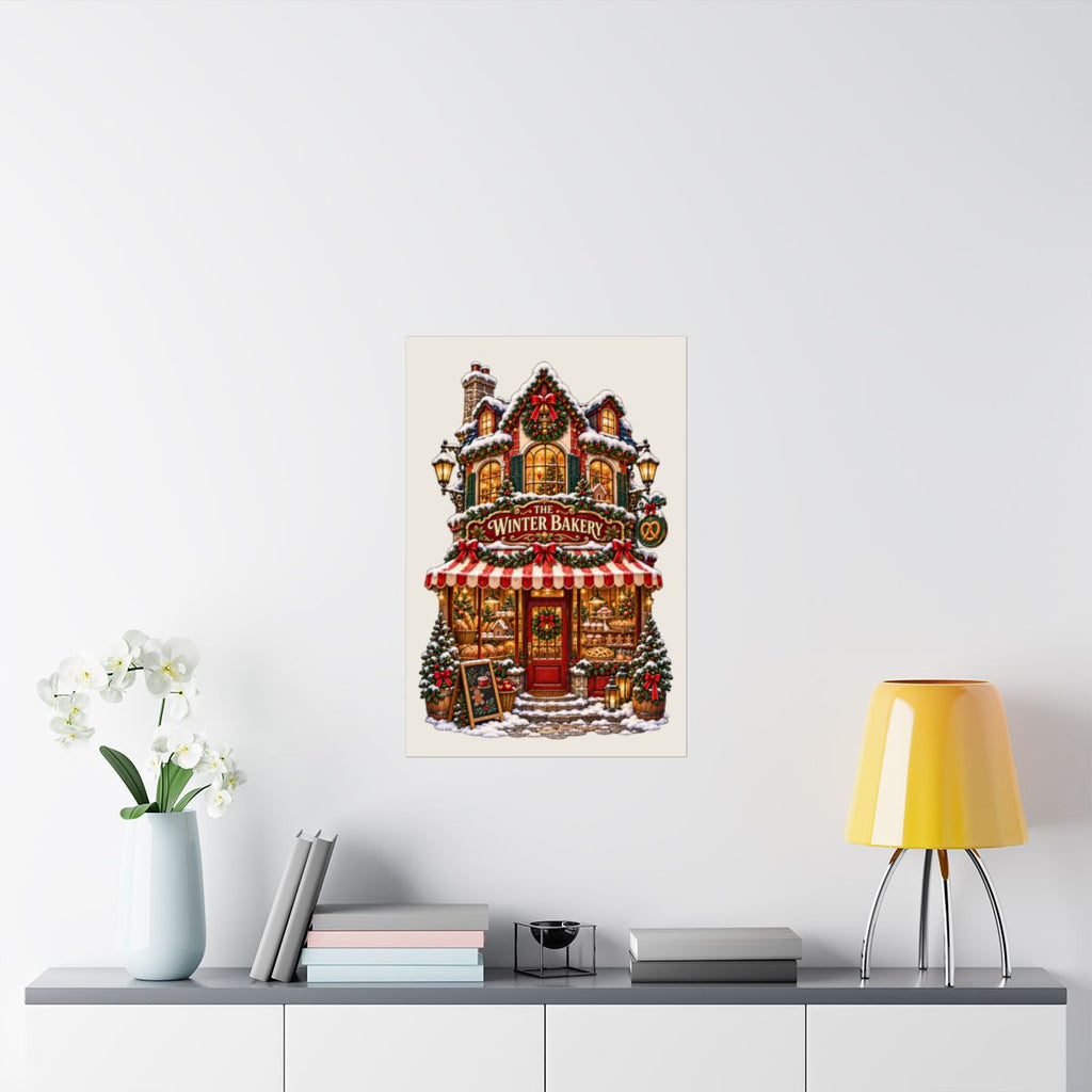 Winter Bakery poster | Matte Vertical Poster, Christmas bakery illustration