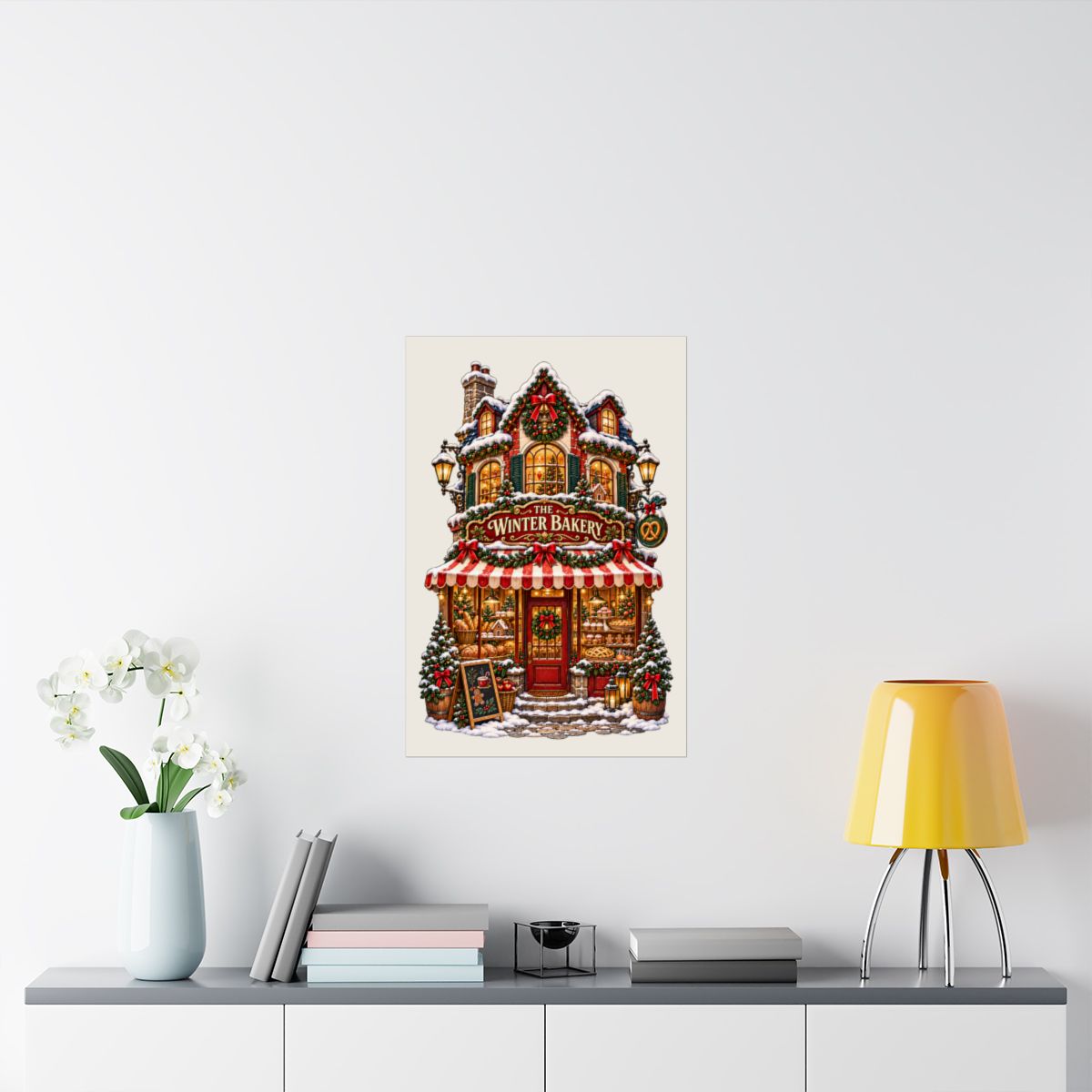 Winter Bakery poster | Matte Vertical Poster, Christmas bakery illustration