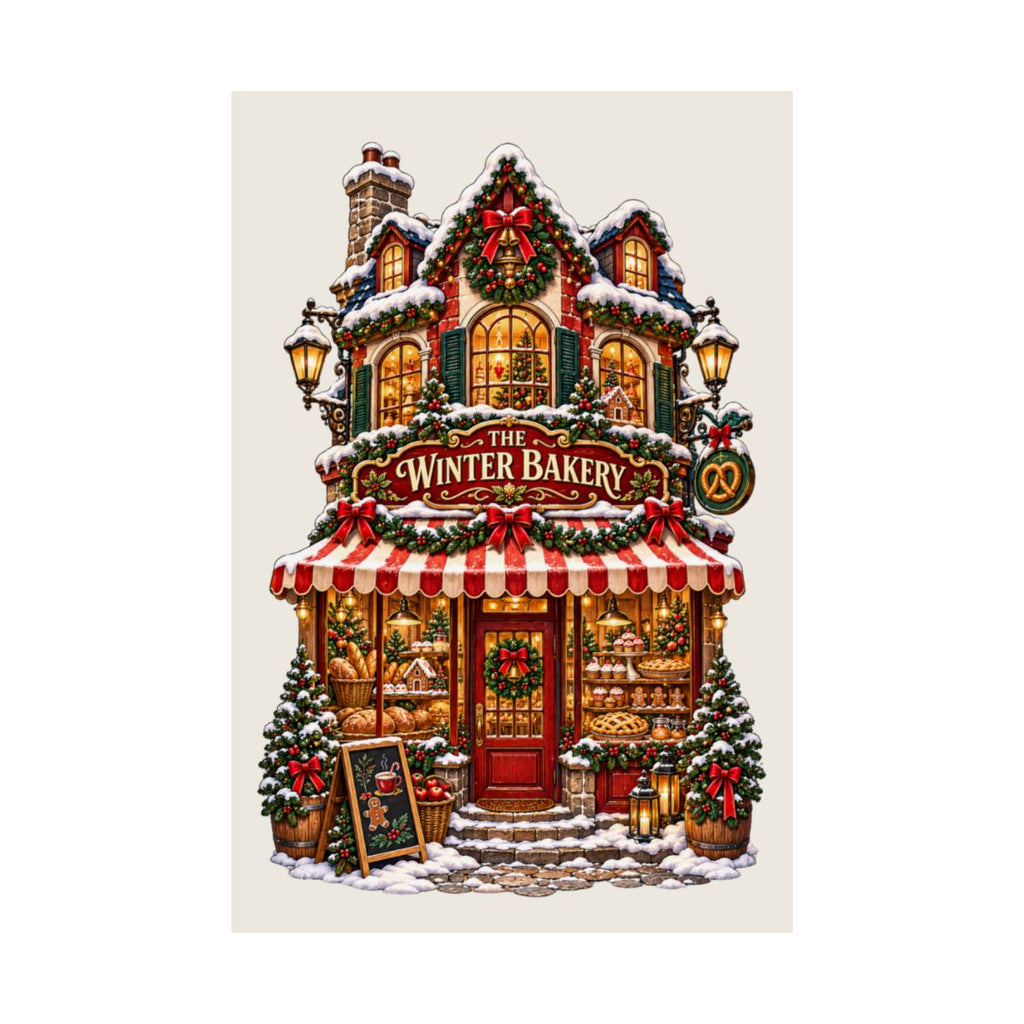 Winter Bakery poster | Matte Vertical Poster, Christmas bakery illustration