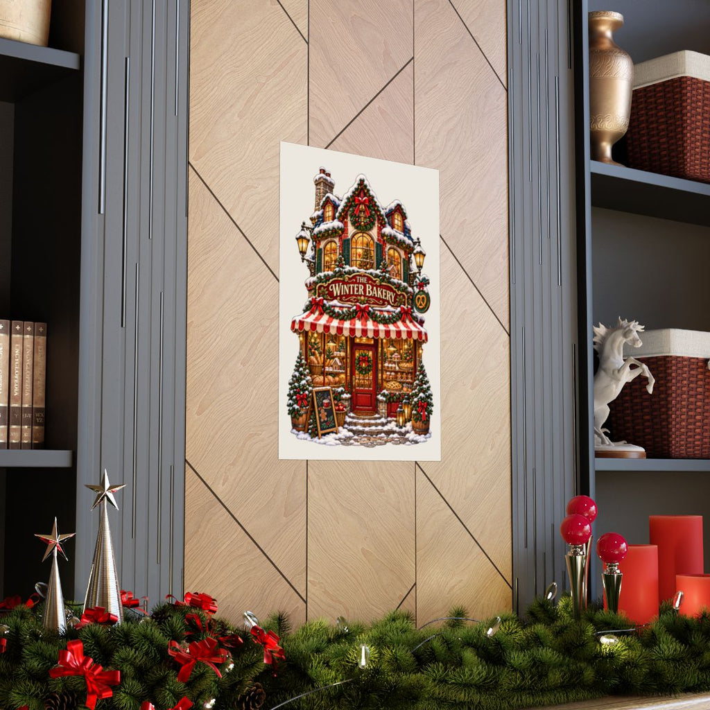 Winter Bakery poster | Matte Vertical Poster, Christmas bakery illustration