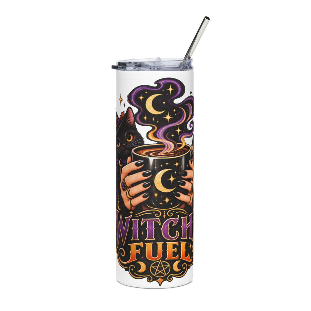 Witch Fuel Tumbler | 20oz Stainless Steel Moon Cat Coffee Cup