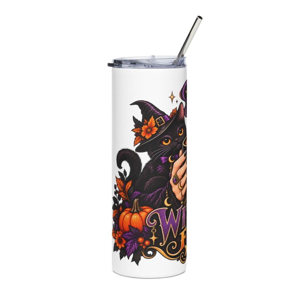 Witch Fuel Tumbler | 20oz Stainless Steel Moon Cat Coffee Cup