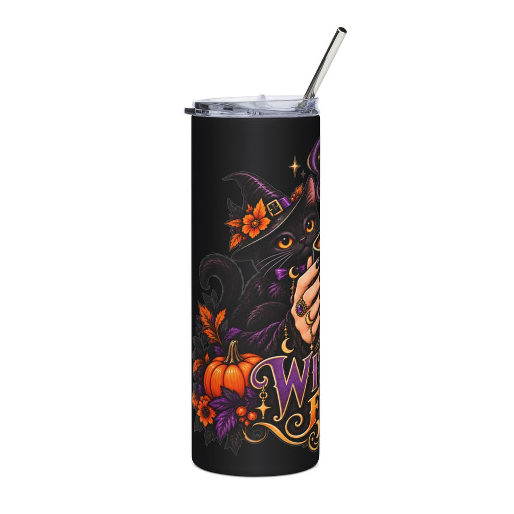 Witch Fuel Tumbler | 20oz Stainless Steel Moon Cat Coffee Cup