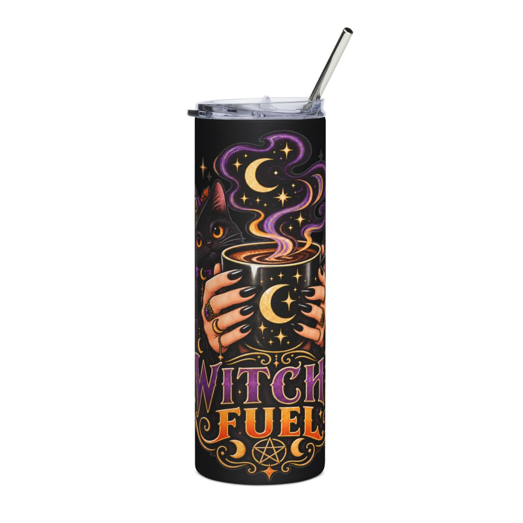 Witch Fuel Tumbler | 20oz Stainless Steel Moon Cat Coffee Cup