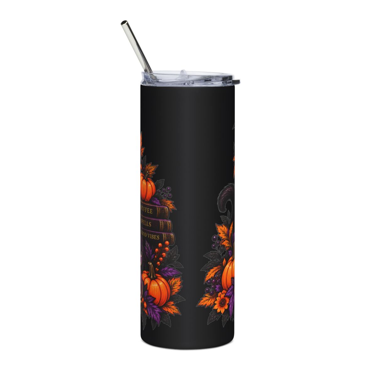 Witch Fuel Tumbler | 20oz Stainless Steel Moon Cat Coffee Cup