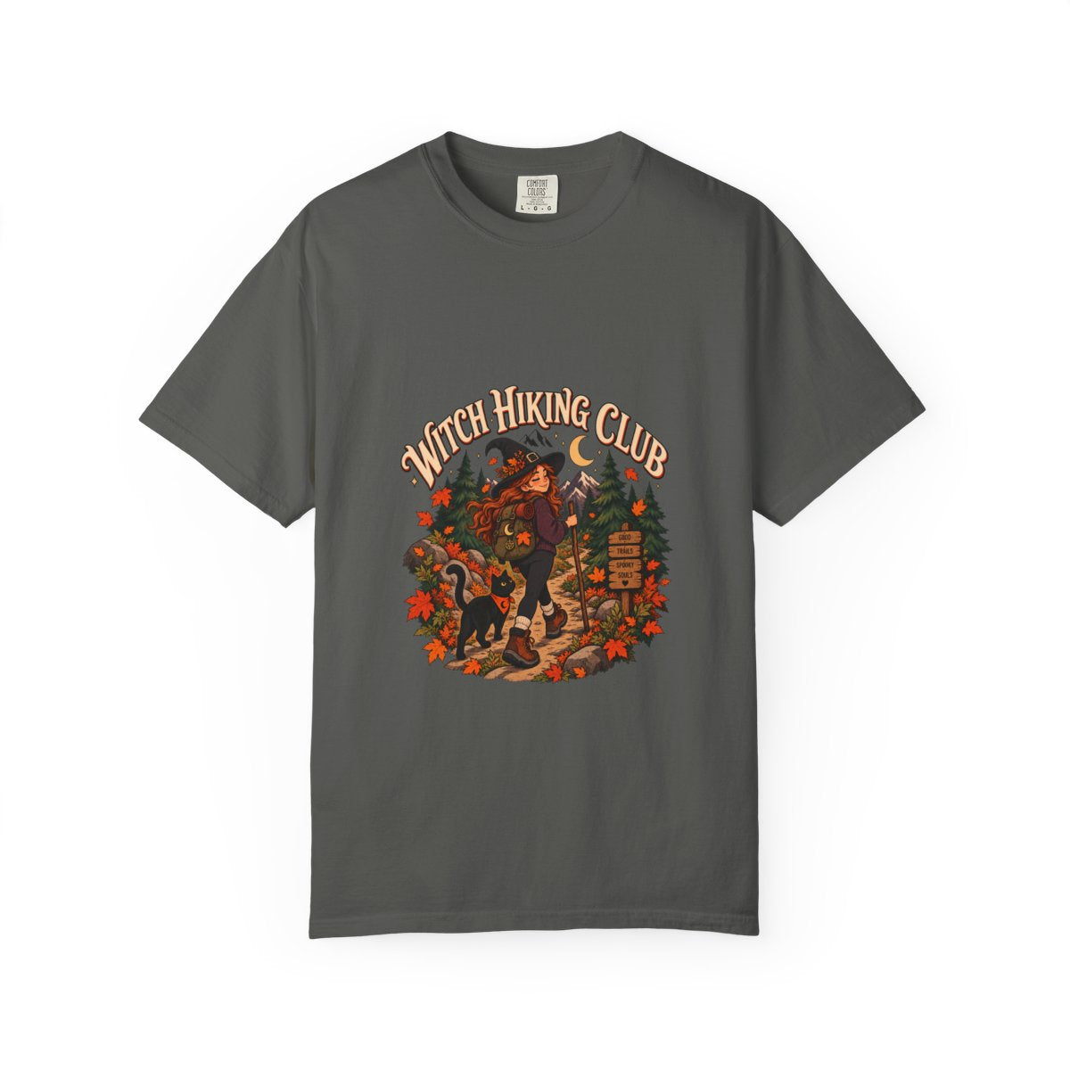 Witch Hiking Club T-shirt | Halloween Witch Forest Design