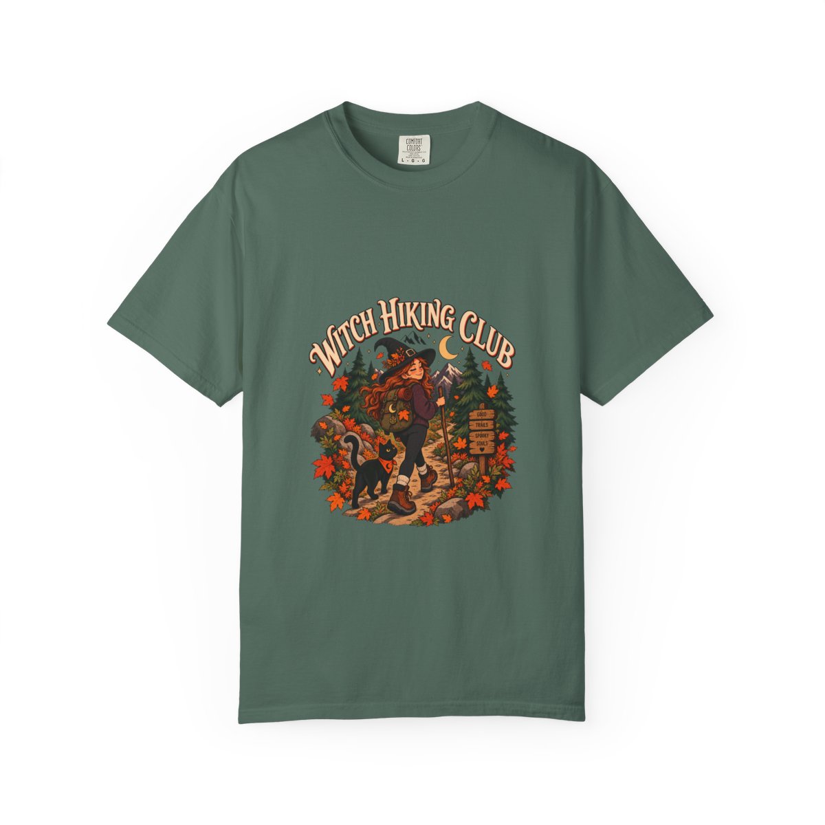 Witch Hiking Club T-shirt | Halloween Witch Forest Design
