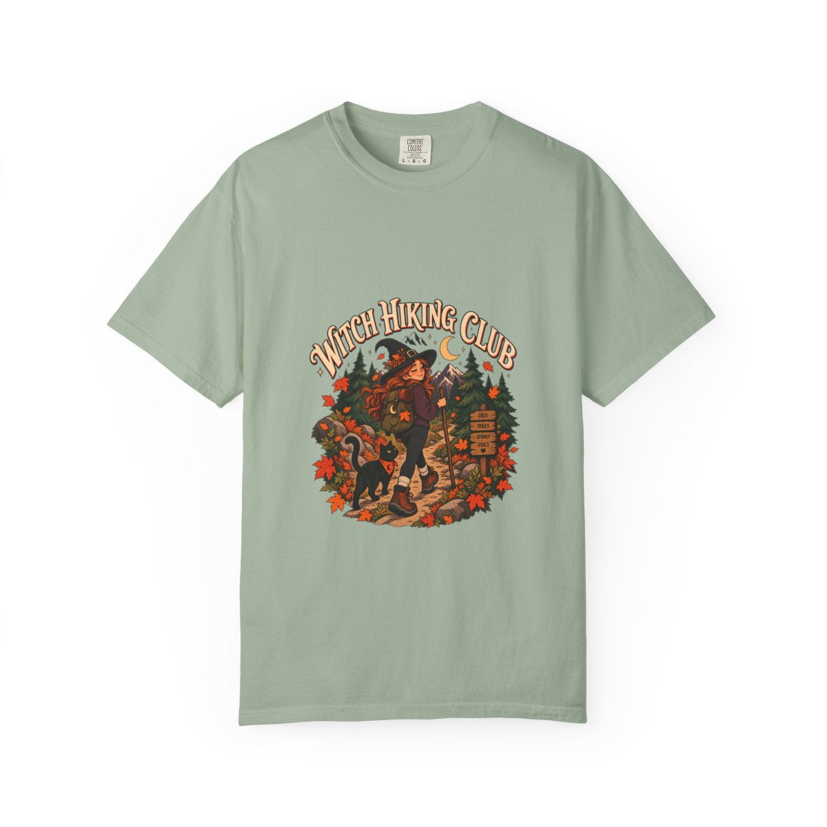 Witch Hiking Club T-shirt | Halloween Witch Forest Design
