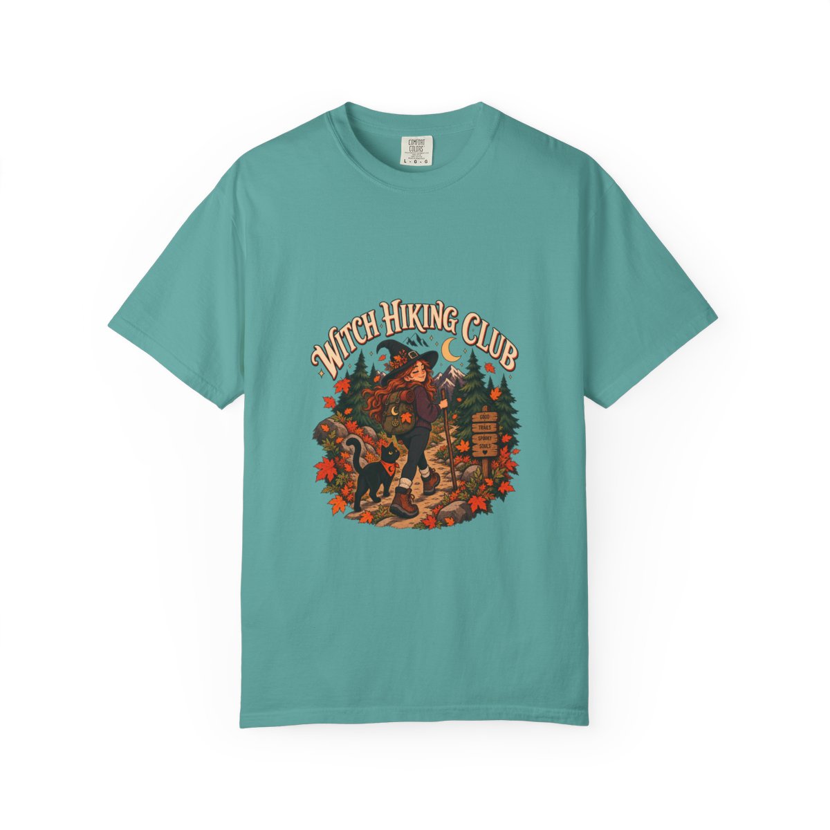 Witch Hiking Club T-shirt | Halloween Witch Forest Design