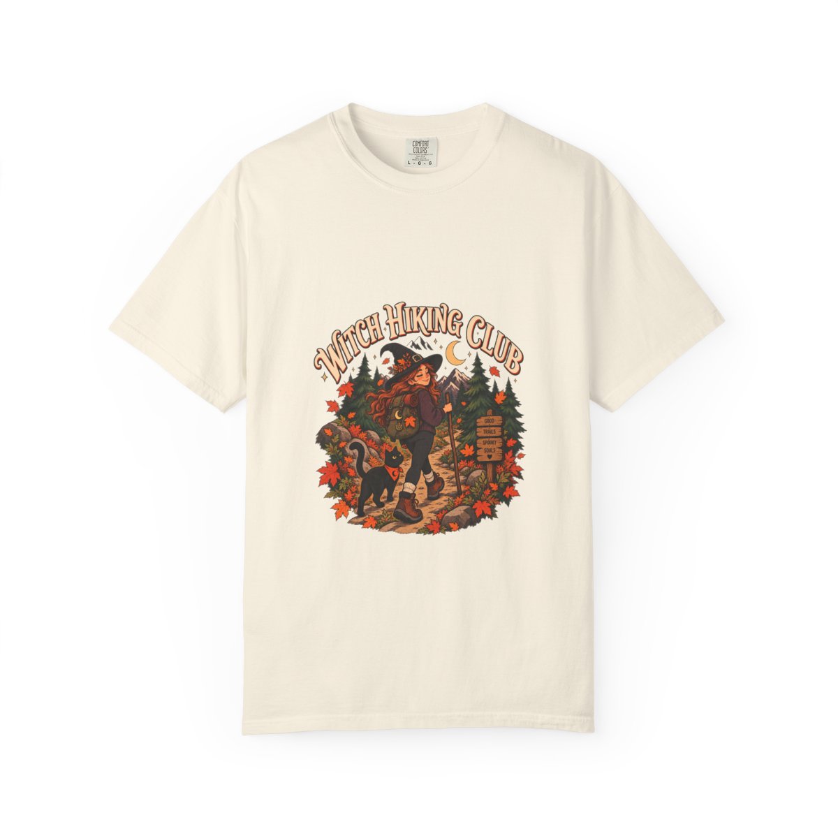 Witch Hiking Club T-shirt | Halloween Witch Forest Design
