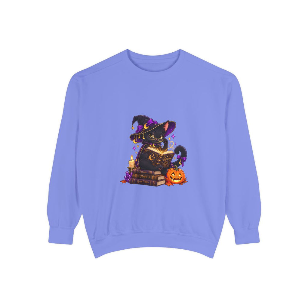 Witch Raccoon Reading Spellbook Sweatshirt | Halloween Cat Pumpkin