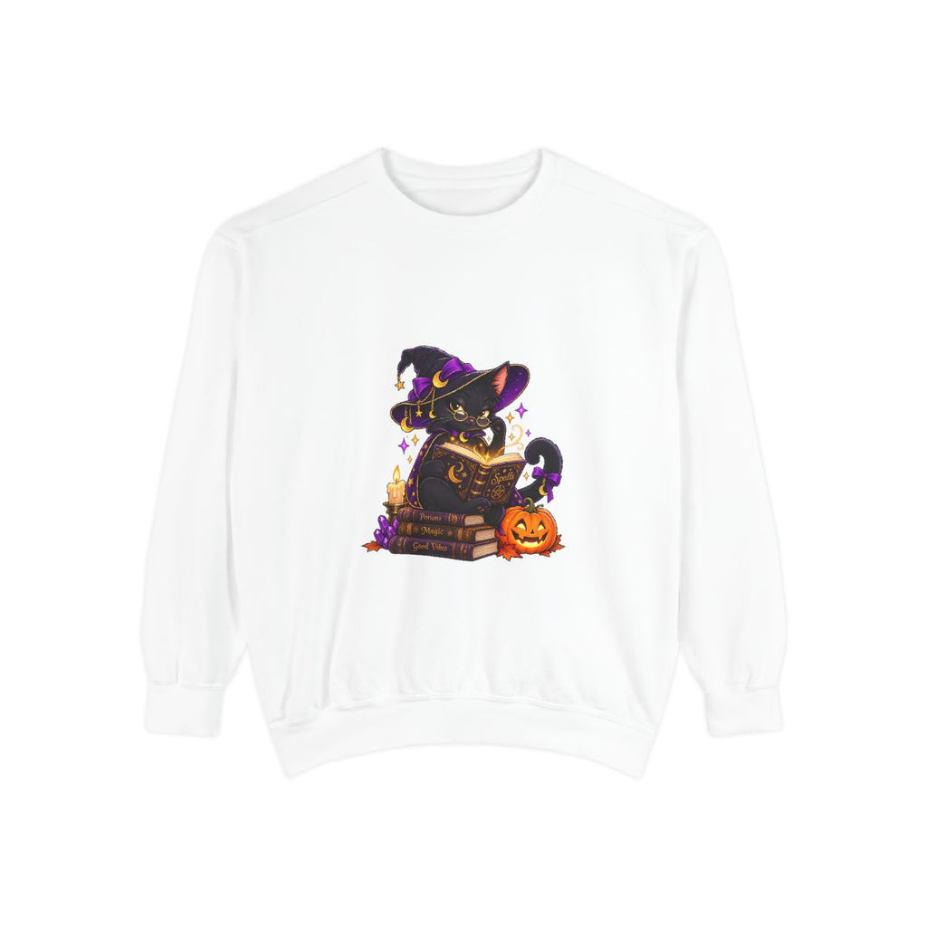 Witch Raccoon Reading Spellbook Sweatshirt | Halloween Cat Pumpkin