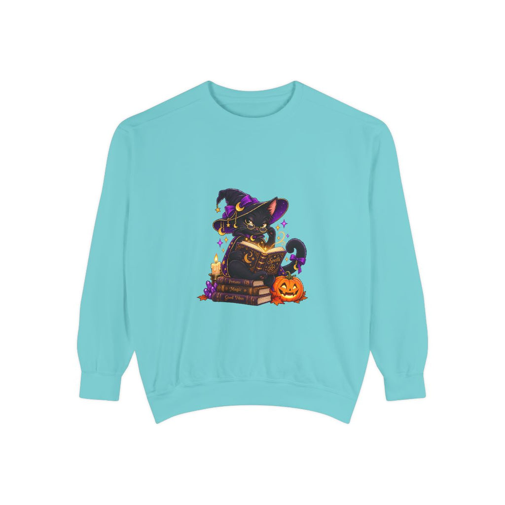 Witch Raccoon Reading Spellbook Sweatshirt | Halloween Cat Pumpkin