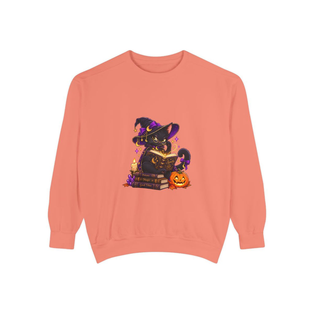 Witch Raccoon Reading Spellbook Sweatshirt | Halloween Cat Pumpkin