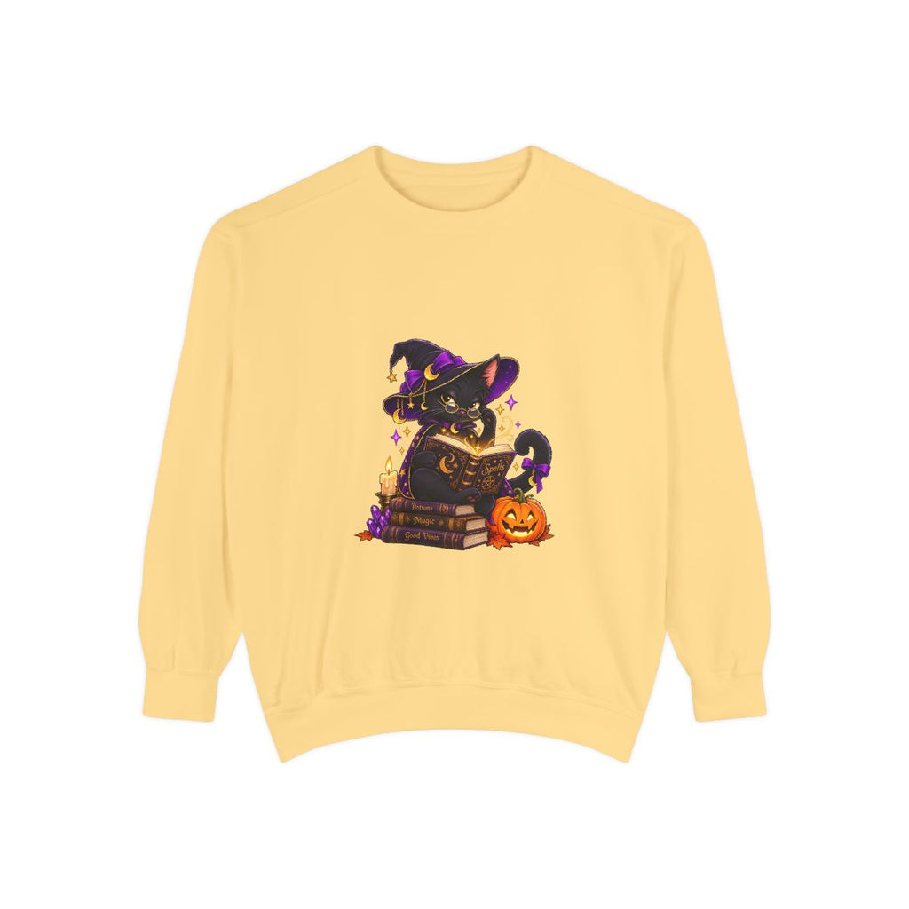 Witch Raccoon Reading Spellbook Sweatshirt | Halloween Cat Pumpkin
