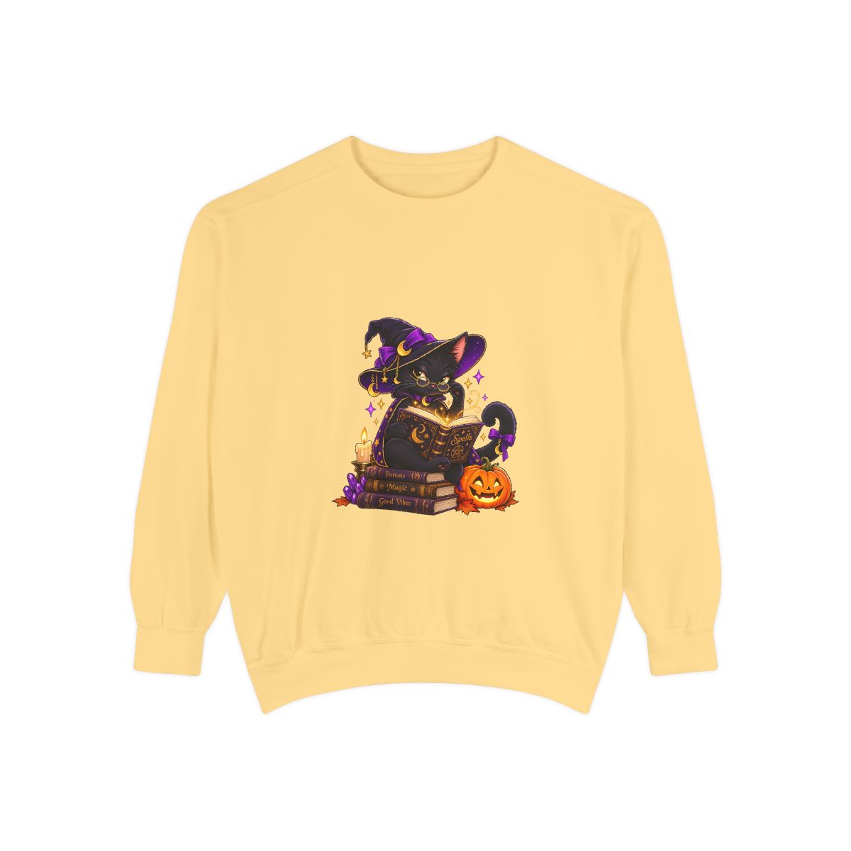 Witch Raccoon Reading Spellbook Sweatshirt | Halloween Cat Pumpkin
