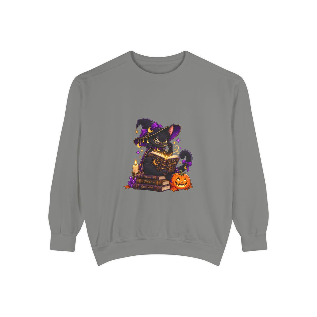 Witch Raccoon Reading Spellbook Sweatshirt | Halloween Cat Pumpkin