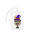 Witch Way sign Luggage Tags | Halloween witch hat travel tag
